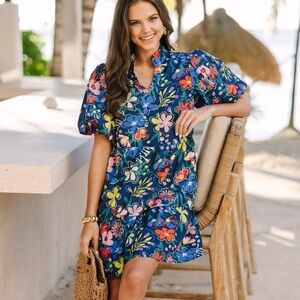 When You Know Navy Floral Babydoll Dress